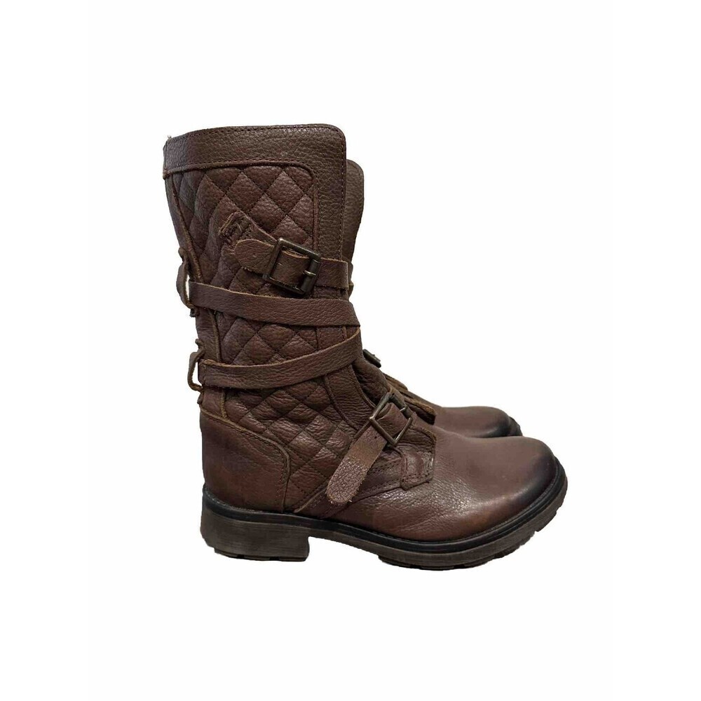 STEVE MADDEN Combat Boots Womens Size 6.5 Brown Bounti Moto Leather Upper